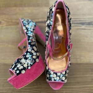 Asos Sequin x Suede platform shoes